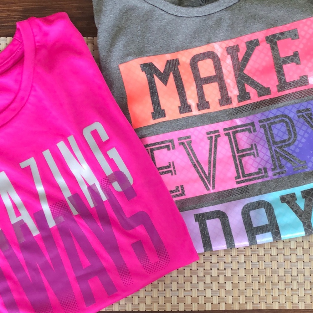 Workout shirt duo.